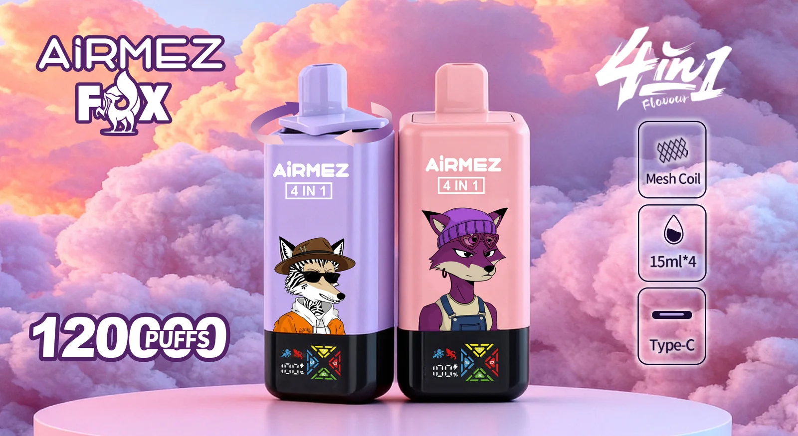 airmez-fox-120k-puffs-1 Airmez Fox 120K Puffs 使い捨てVAPE - 画像 (1)