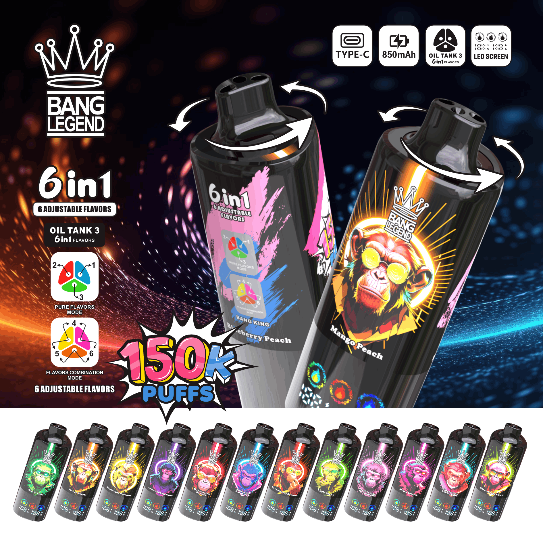 bang-legend-150k-puffs-1 Bang Legend 150K Puffs 使い捨てVAPE - 画像 (1)