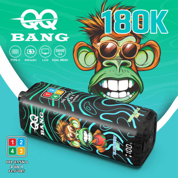 QQ Bang 180K Puffs 使い捨てVAPE フレーバー・パッケージ画像